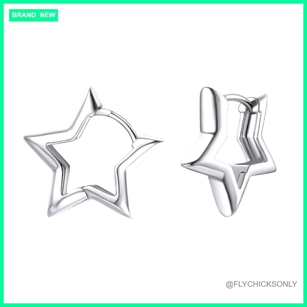 Small Star Huggie Earrings 14K Gold Plated Hypoallergenic Hoop Jewelry